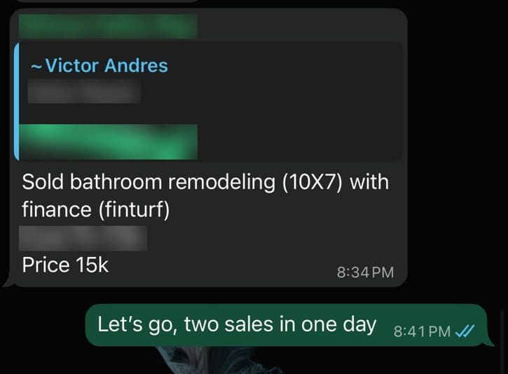 Contractor's message: Bathroom remodel sold for $15,000